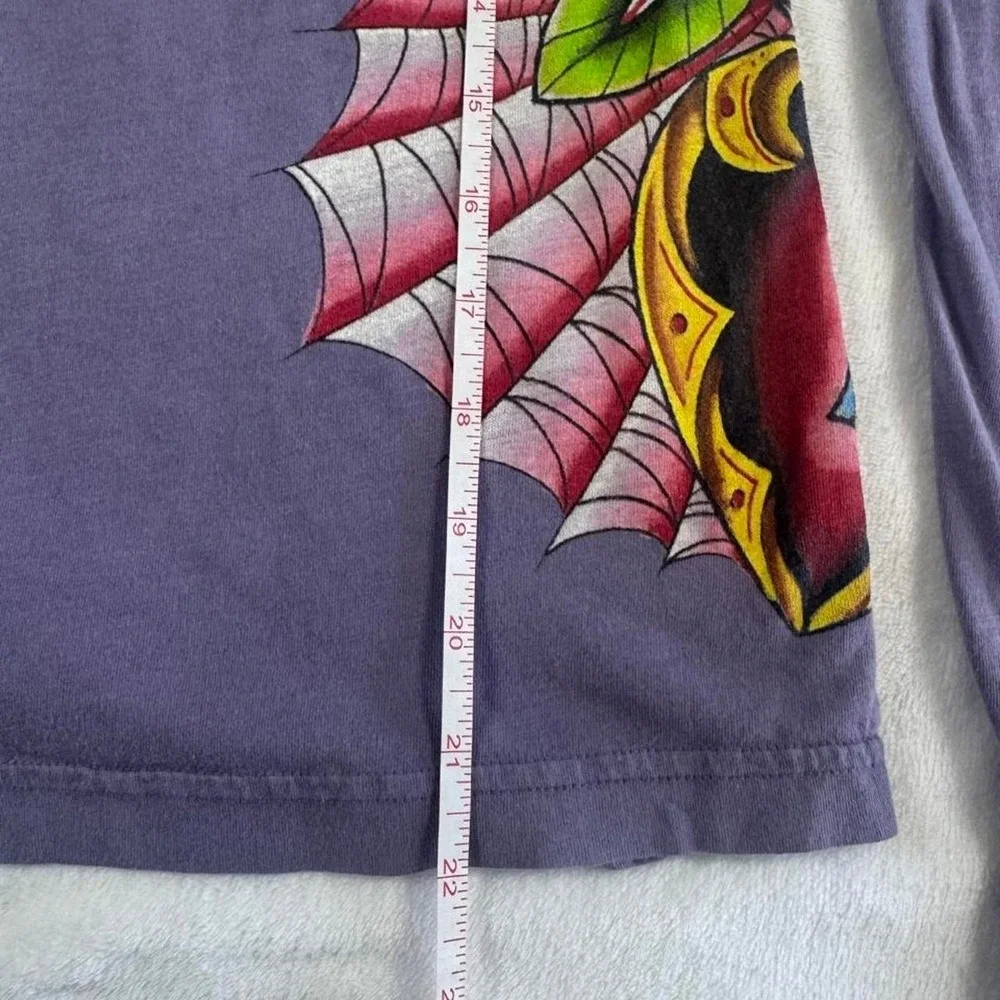 Rare grail Christian Audigier‎ Ed Hardy purple cash graphic top y2k vintage